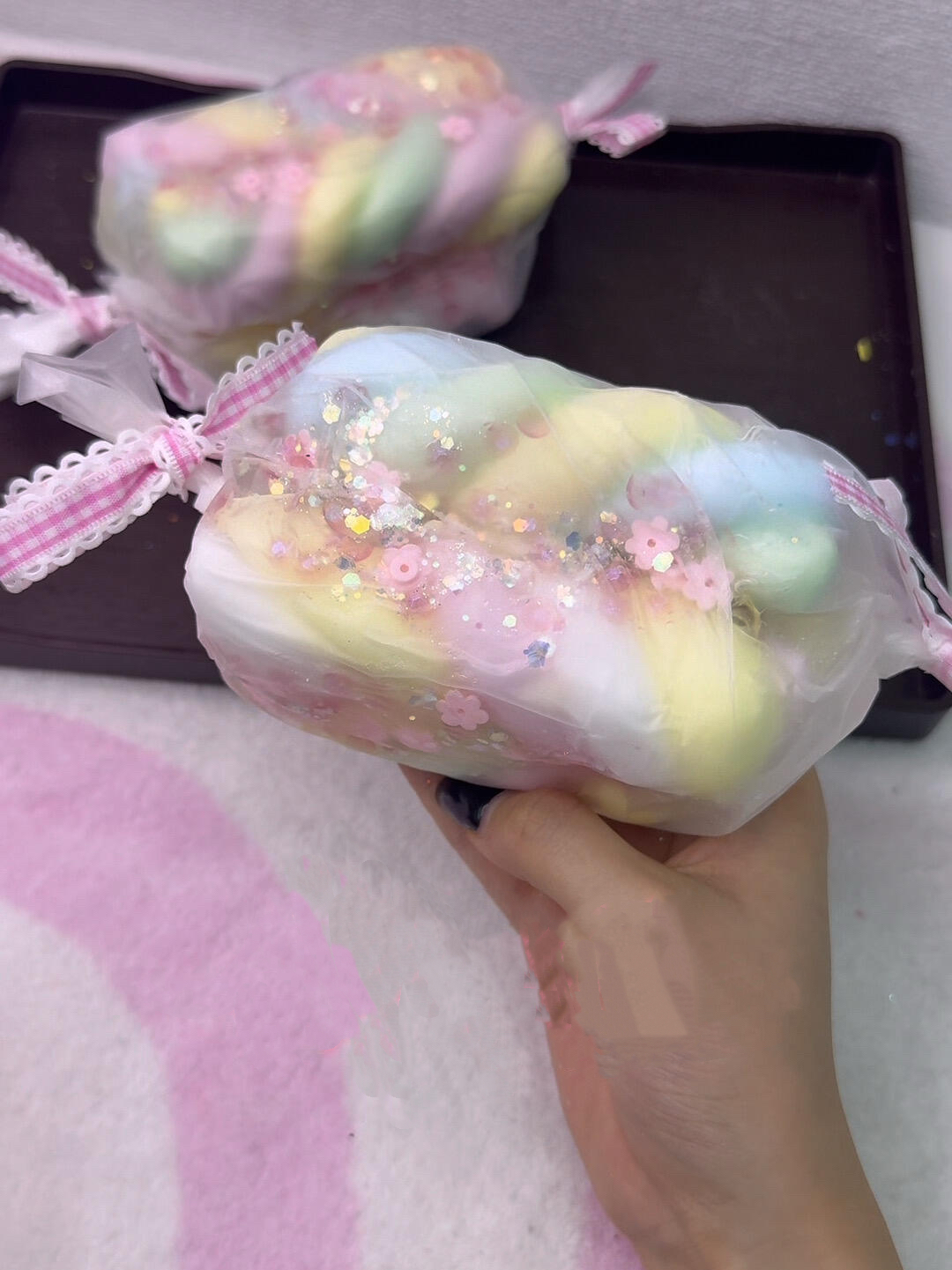 Crispy Stress Ball Fidget Squishy Toy --- Giant Marshmallow Cotton Candy Swirl