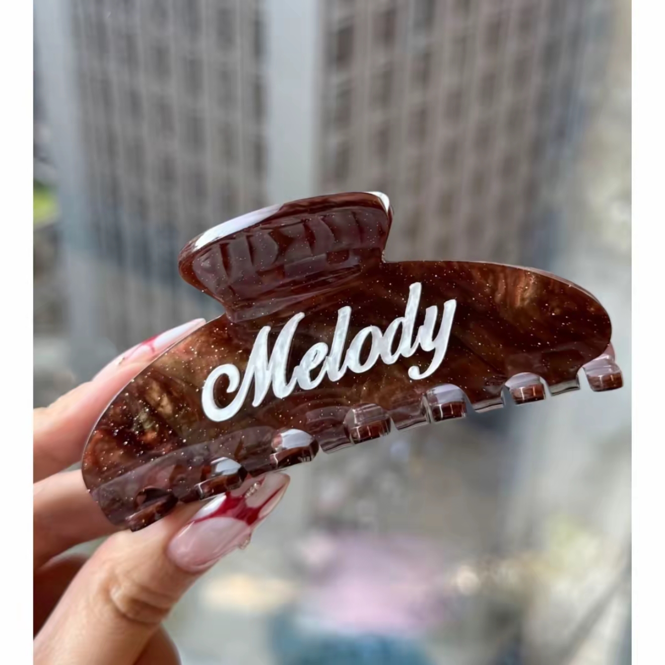Embossed Acrylic Raised Name Custom Shark Hair Clip