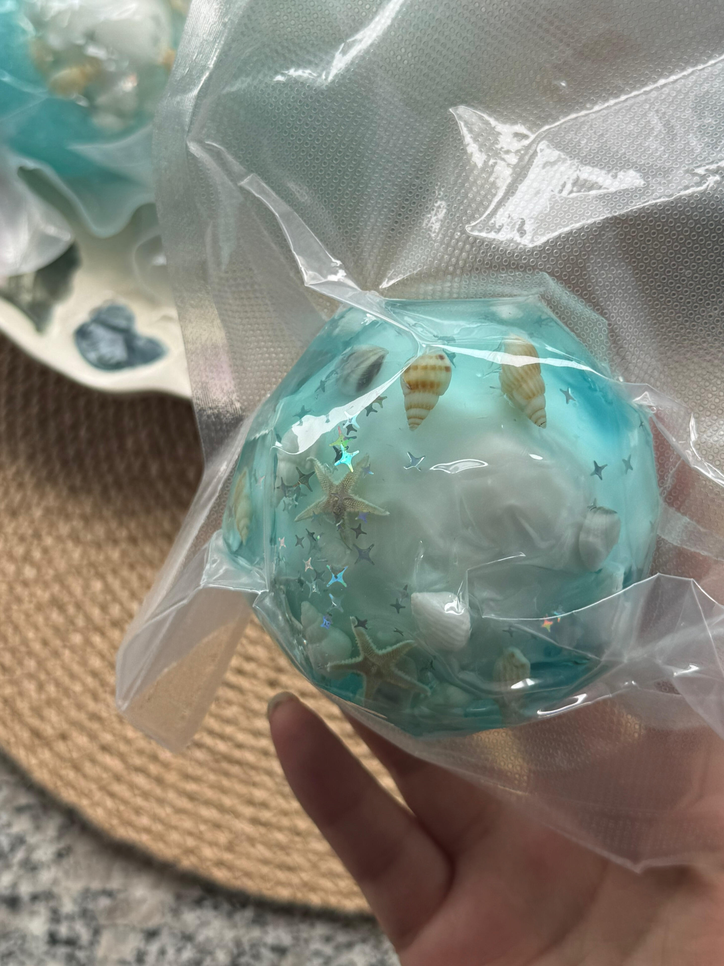 TEXTURE Handmade Crispy Stress Burst Beads Ball Fidget Squishy --- Ocean Shell