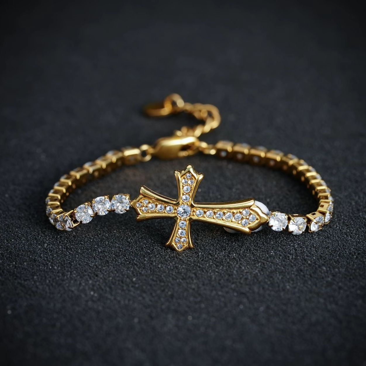 Guardian Cross Classic Tennis Full Rhinestones Bracelet