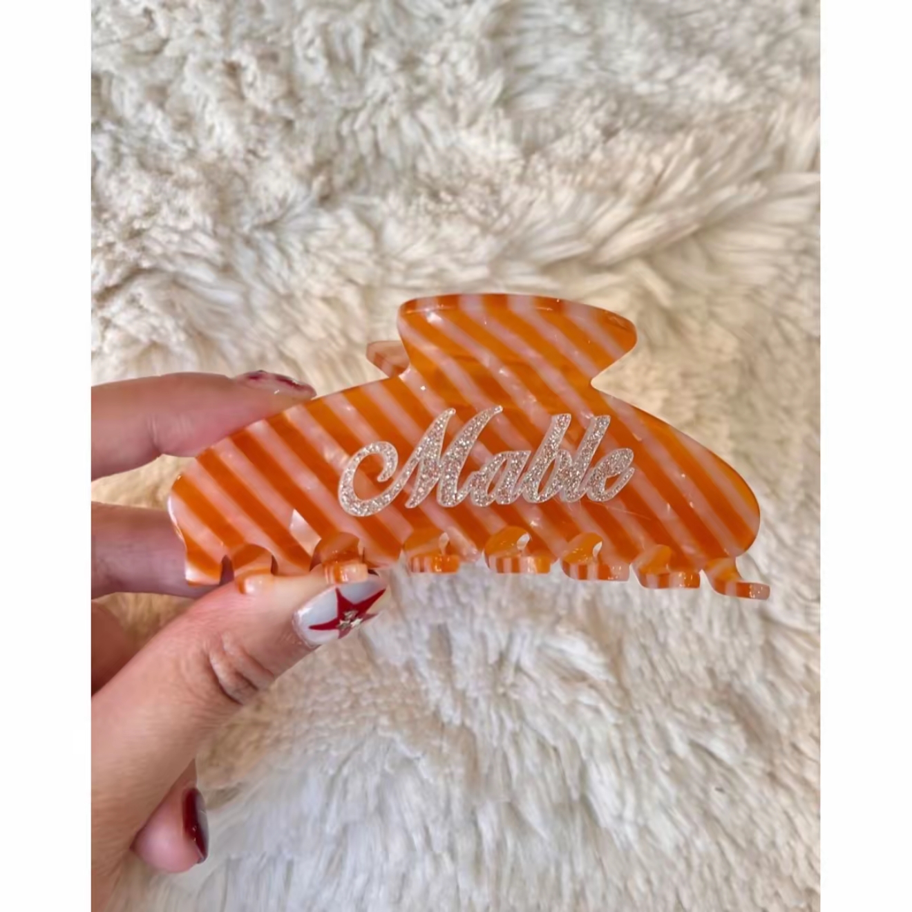 Embossed Acrylic Raised Name Custom Shark Hair Clip