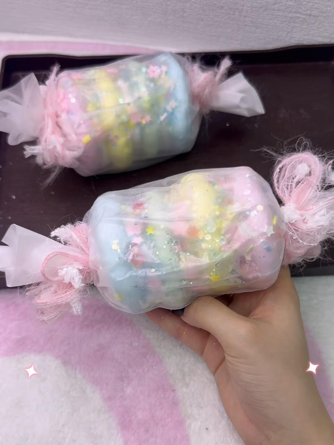 Crispy Stress Ball Fidget Squishy Toy --- Giant Marshmallow Cotton Candy Swirl