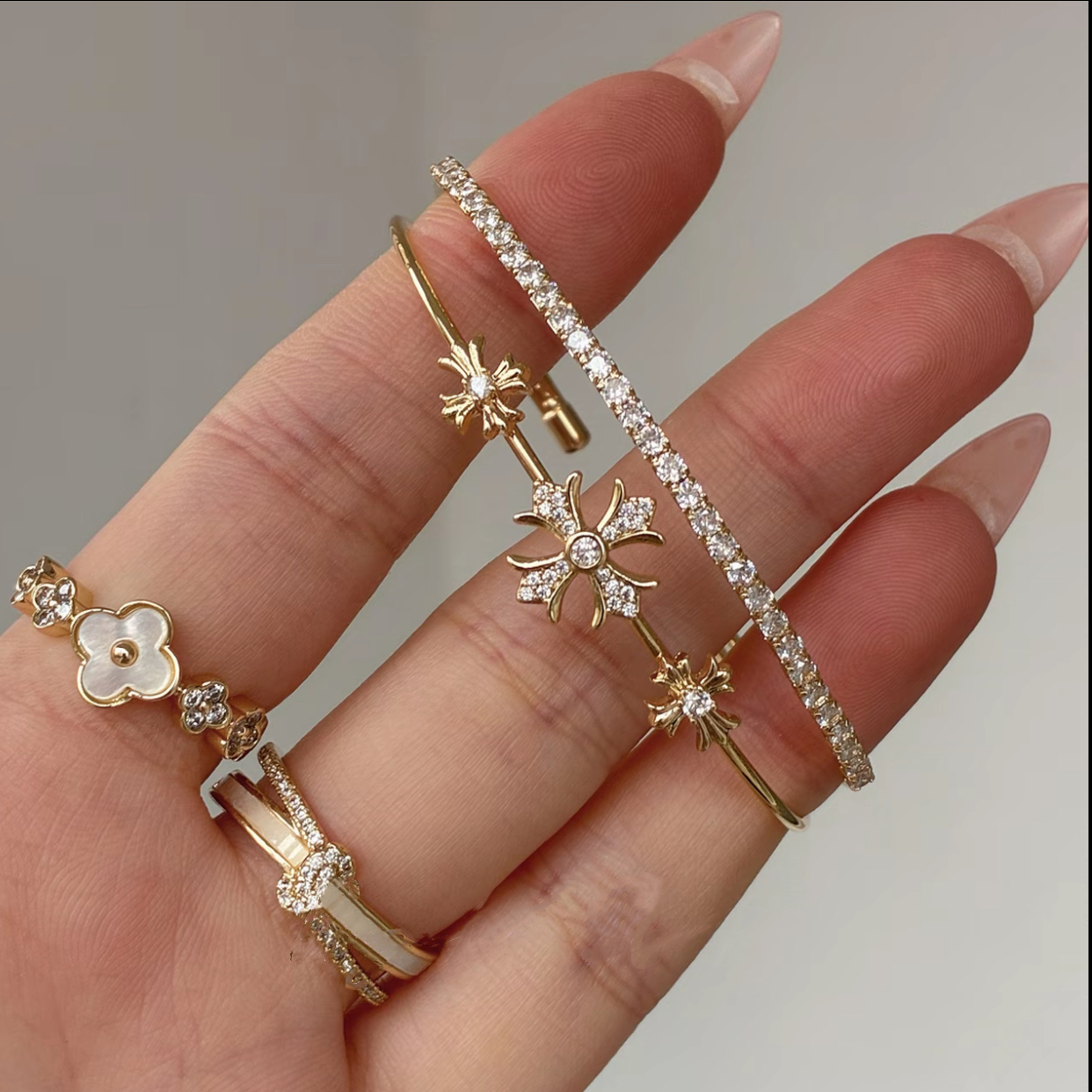 The Triple Sanctum Cross-Shaped Diamond Double-Layer Bracelet