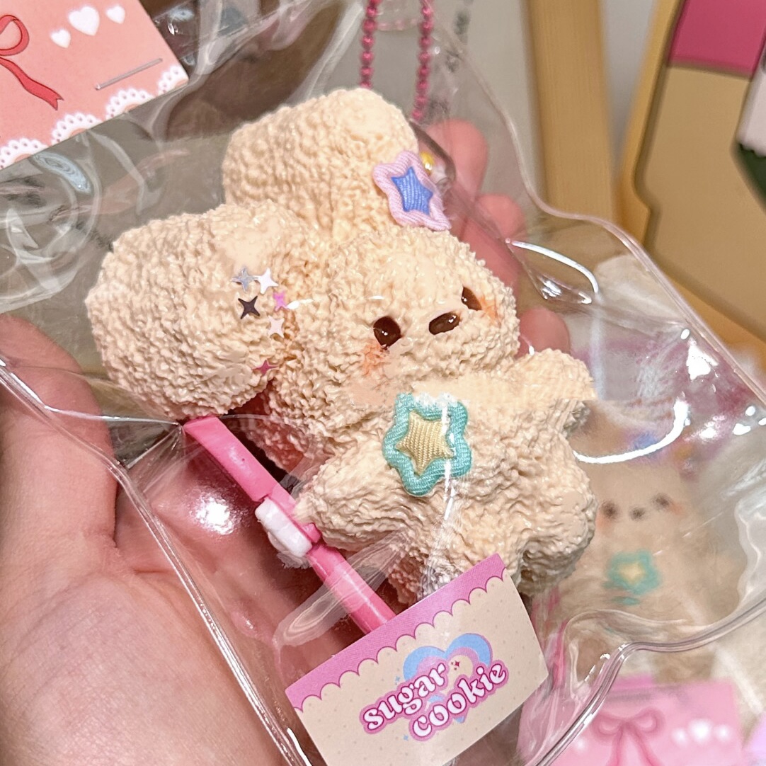 Glutton Ear Bunny Squishy Keychain Handmade  Silicone Stress Squeezies Toy