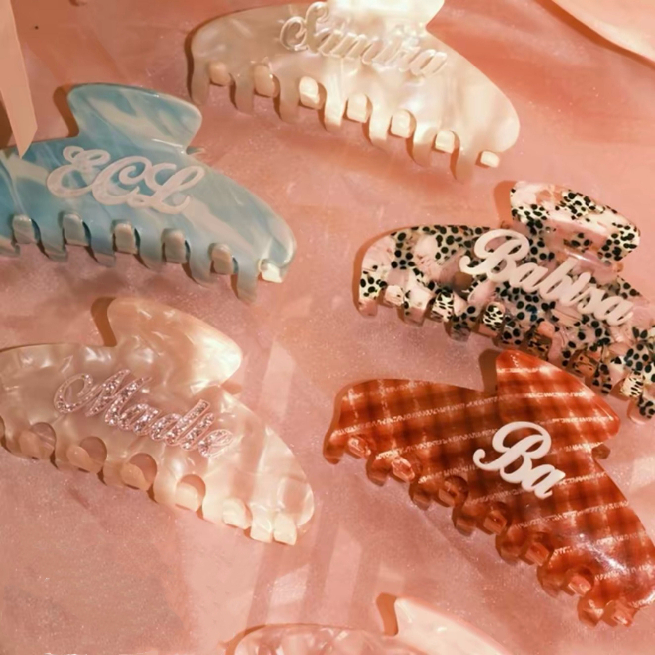Embossed Acrylic Raised Name Custom Shark Hair Clip