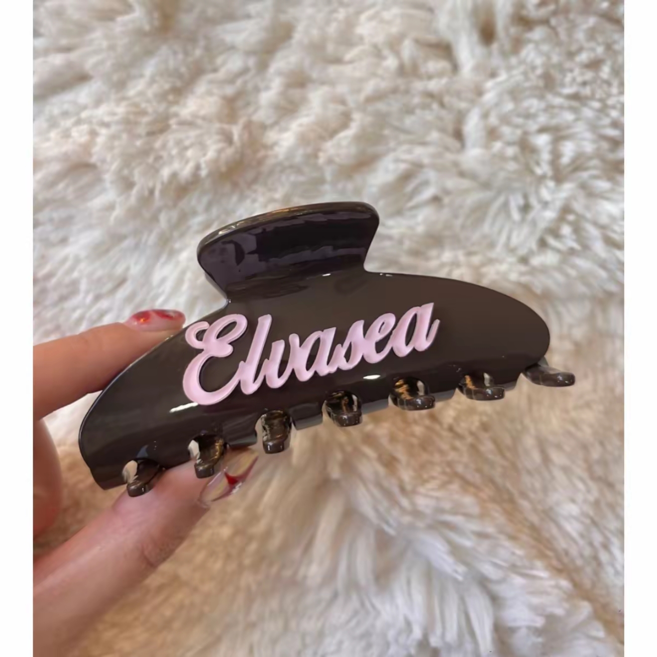 Embossed Acrylic Raised Name Custom Shark Hair Clip