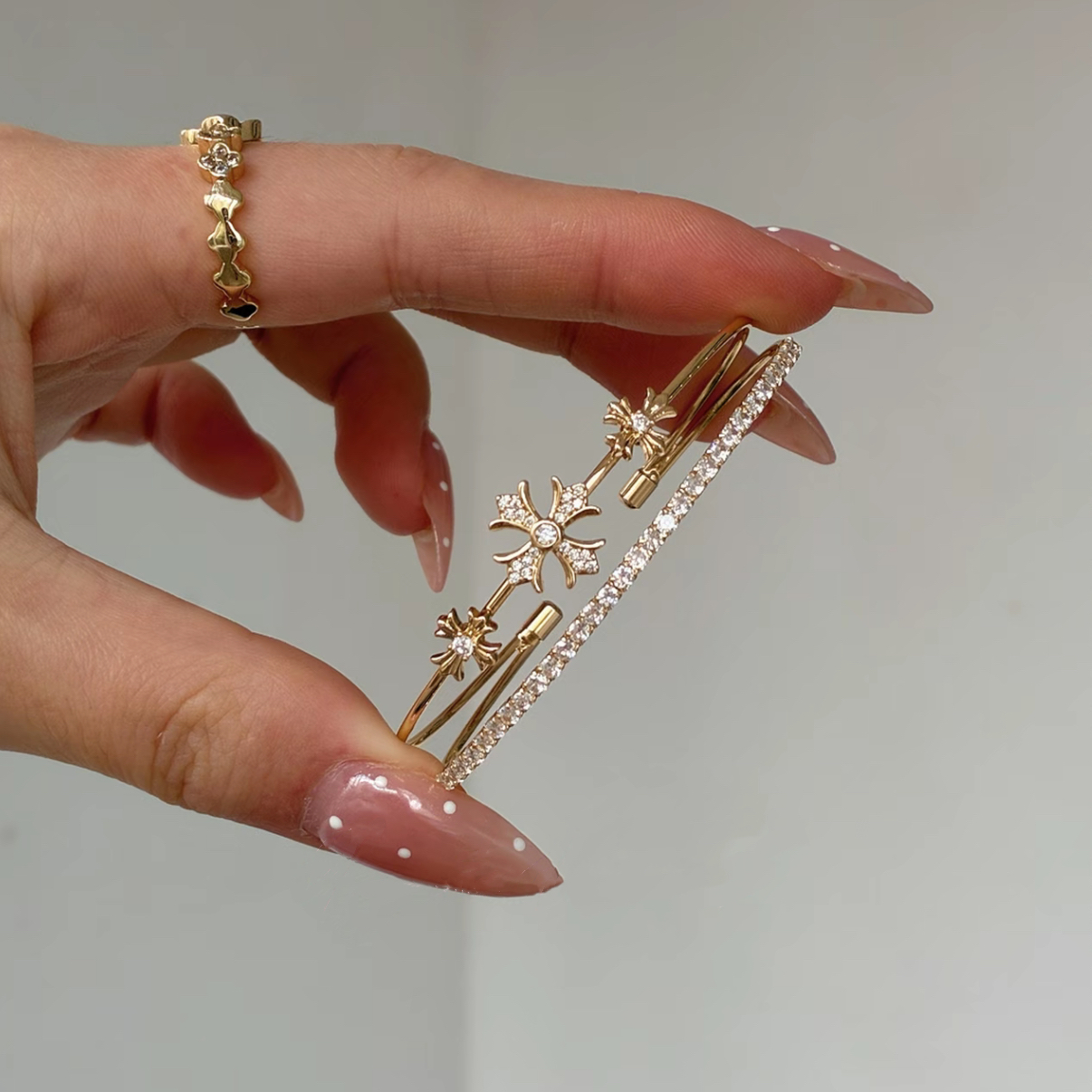 The Triple Sanctum Cross-Shaped Diamond Double-Layer Bracelet