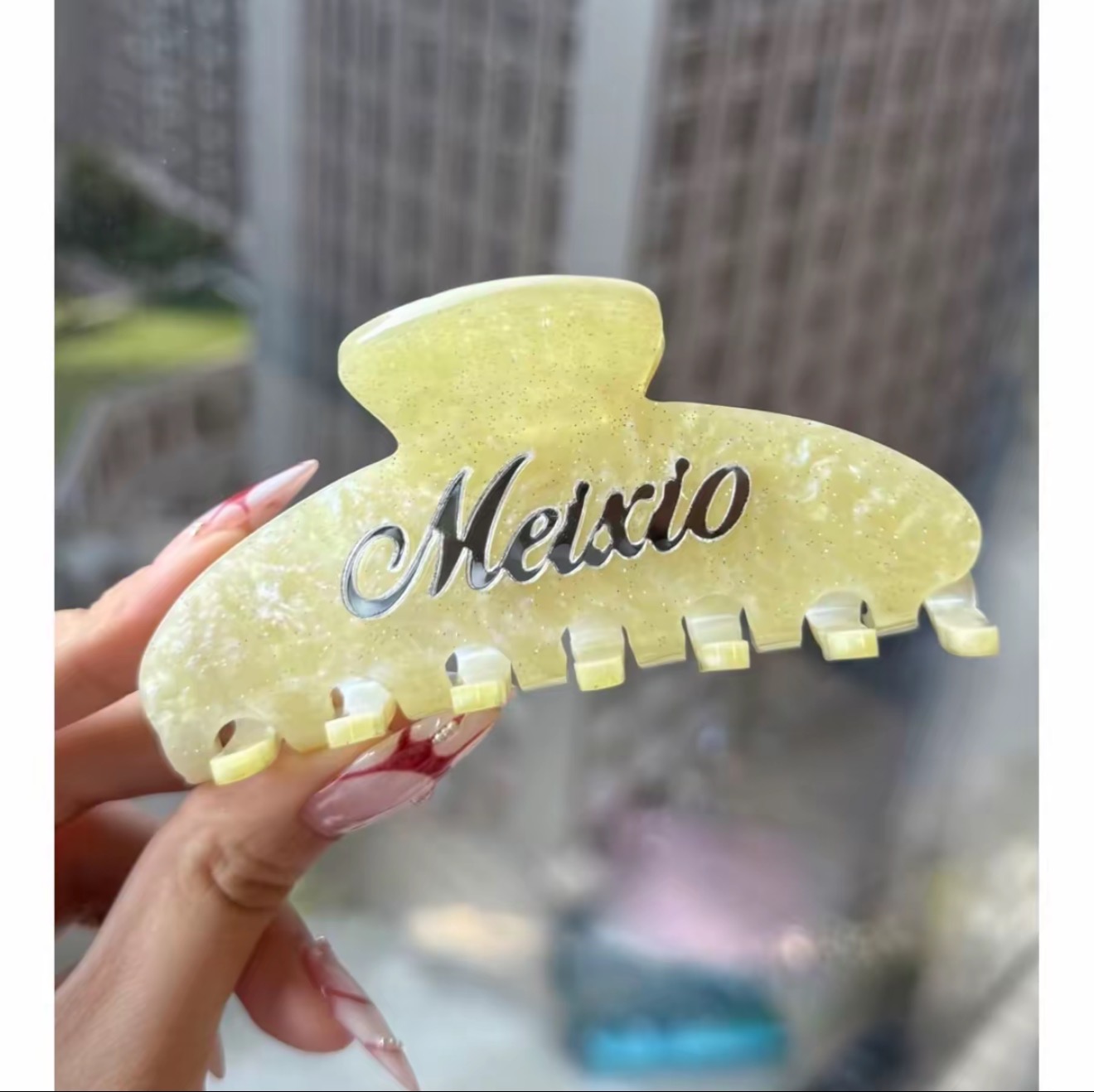 Embossed Acrylic Raised Name Custom Shark Hair Clip