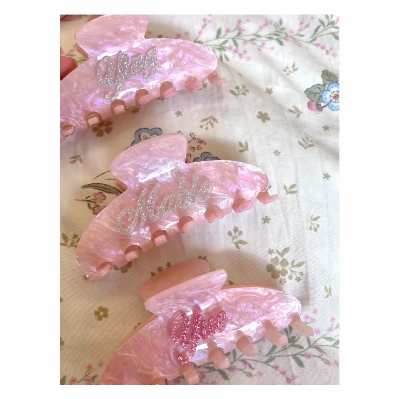 Embossed Acrylic Raised Name Custom Shark Hair Clip