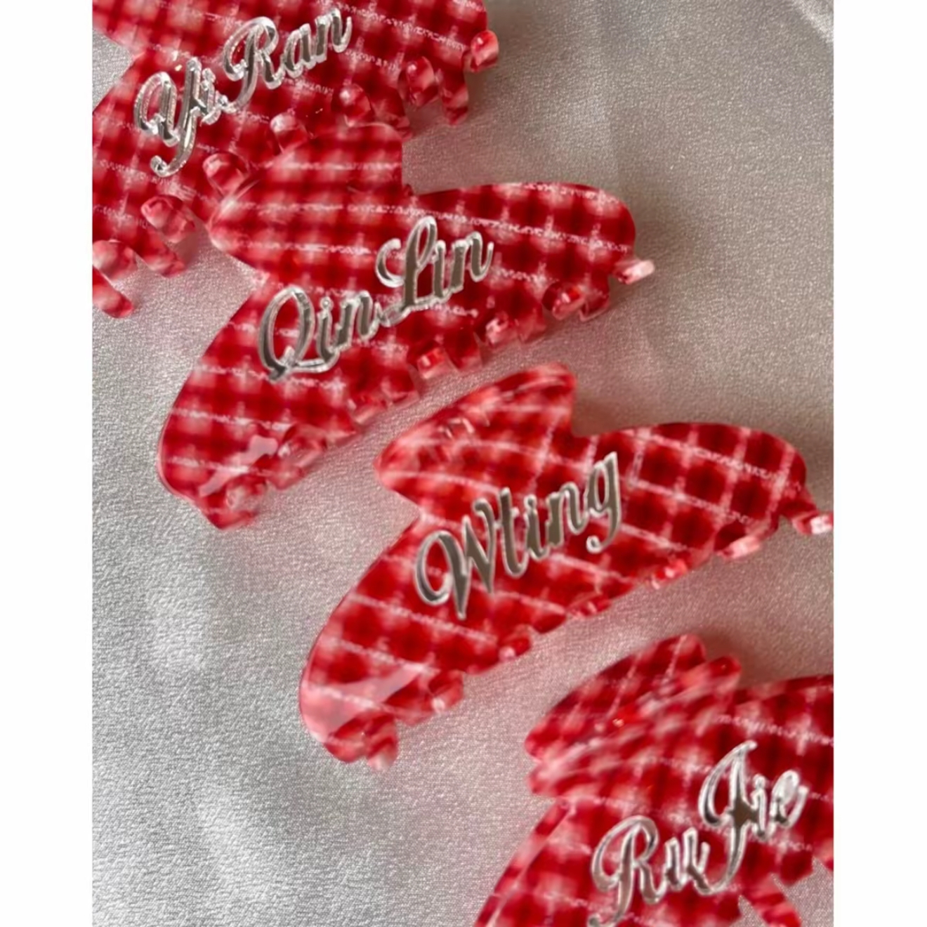 Embossed Acrylic Raised Name Custom Shark Hair Clip