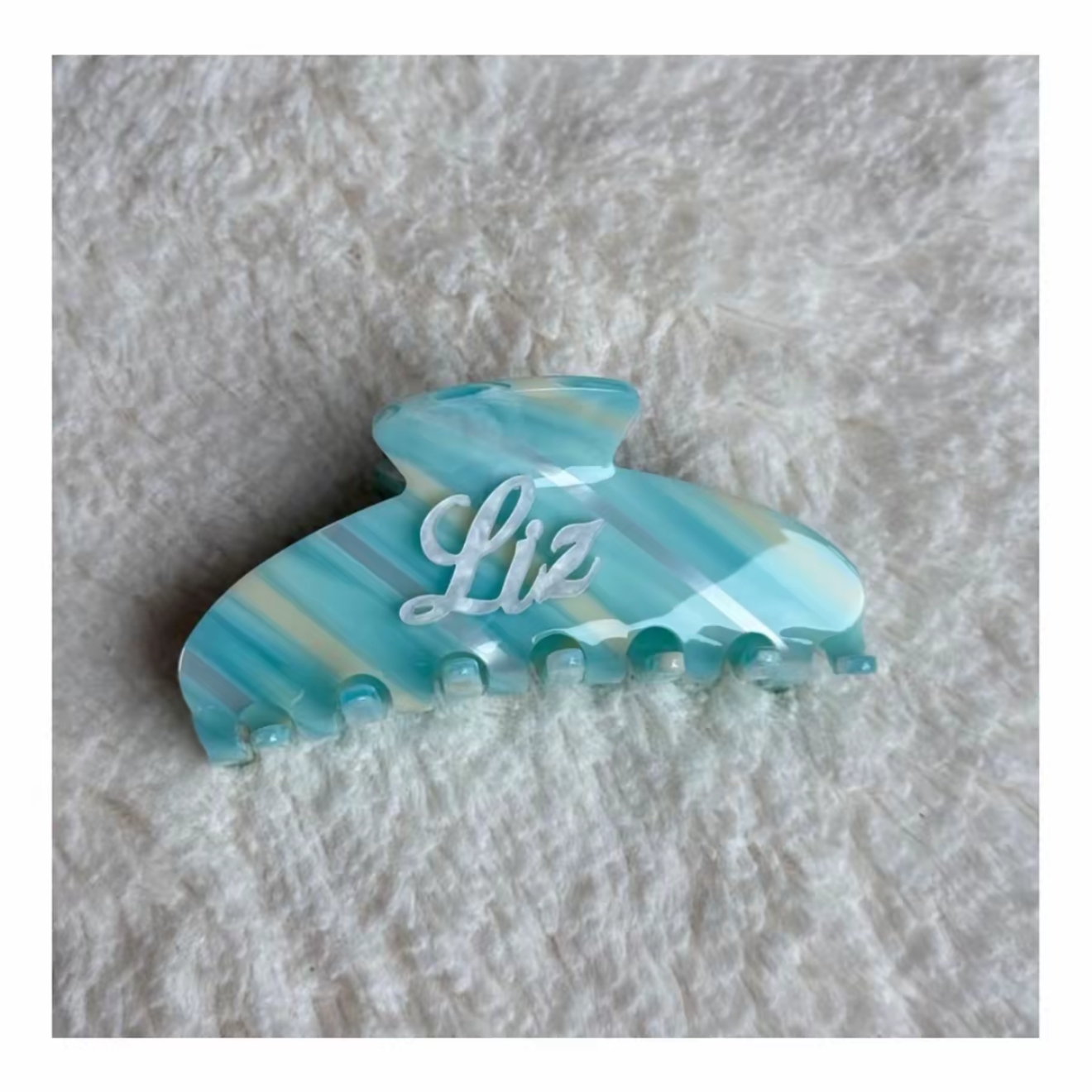 Embossed Acrylic Raised Name Custom Shark Hair Clip