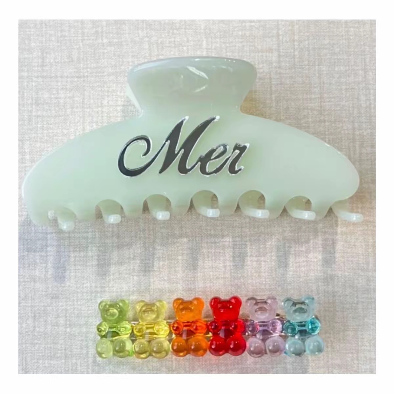 Embossed Acrylic Raised Name Custom Shark Hair Clip