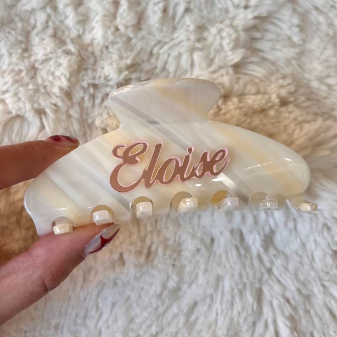 Embossed Acrylic Raised Name Custom Shark Hair Clip