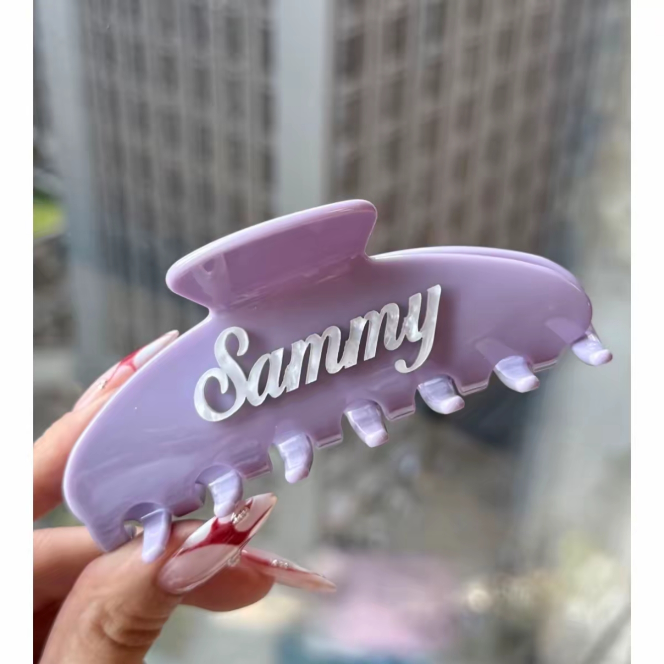 Embossed Acrylic Raised Name Custom Shark Hair Clip