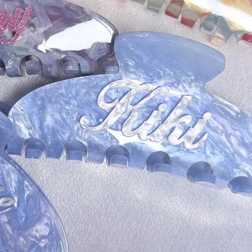 Embossed Acrylic Raised Name Custom Shark Hair Clip