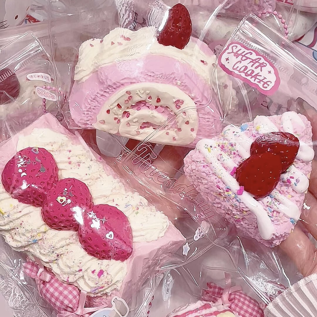 Pink Cream Strawberry Dessert Series — Slow Rising Squeezies Squishy Toys