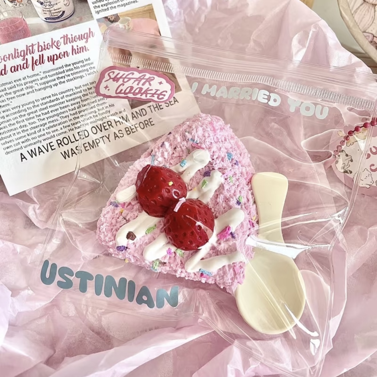 Pink Cream Strawberry Dessert Series — Slow Rising Squeezies Squishy Toys