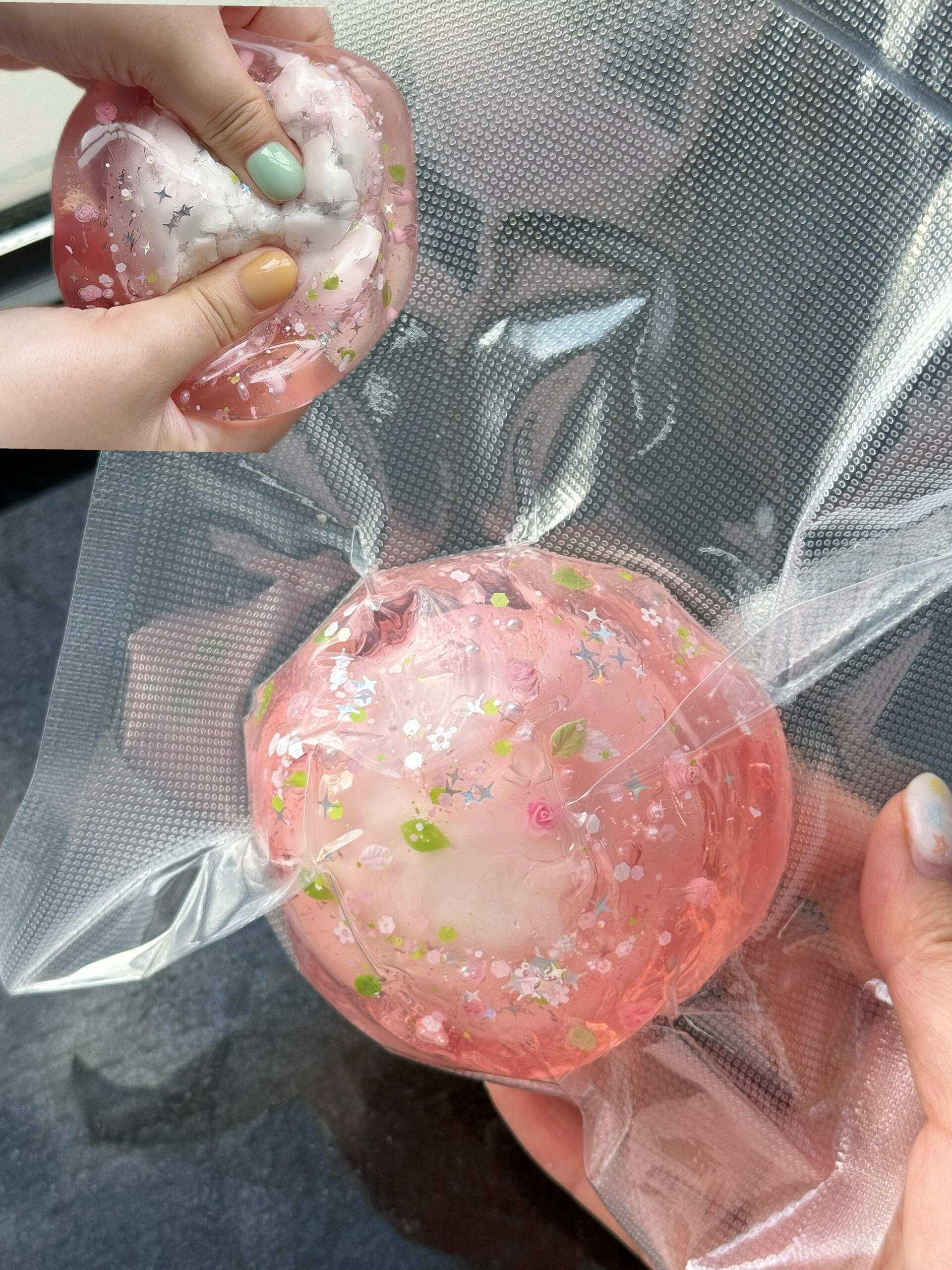 TEXTURE Handmade Crispy Stress Burst Beads Ball Fidget Squishy --- Sakura
