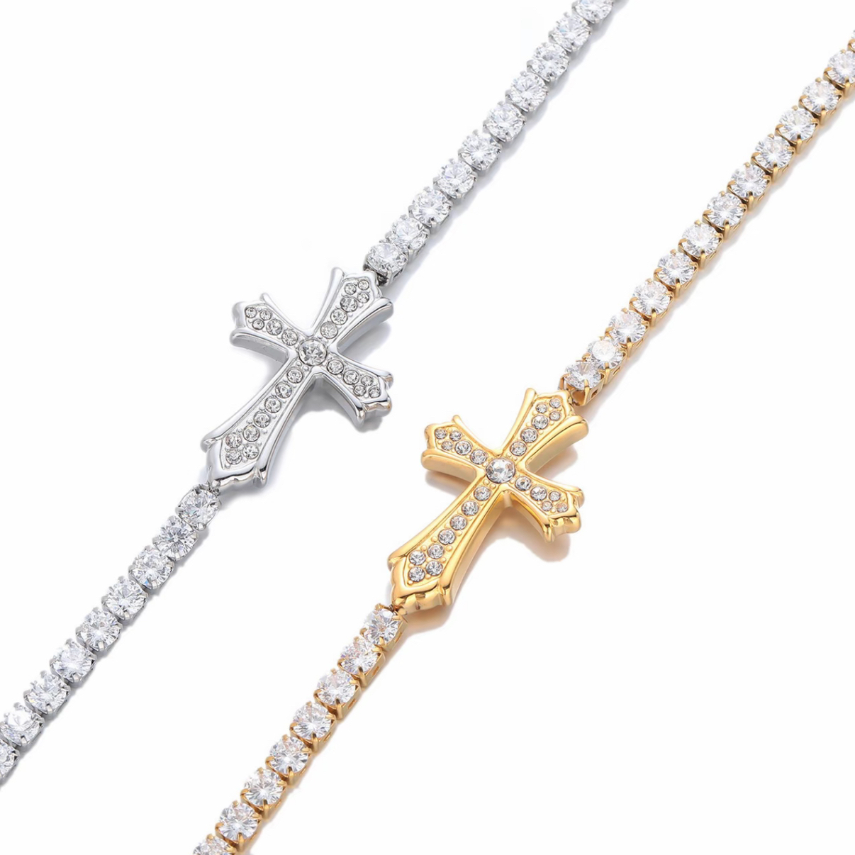 Guardian Cross Classic Tennis Full Rhinestones Bracelet