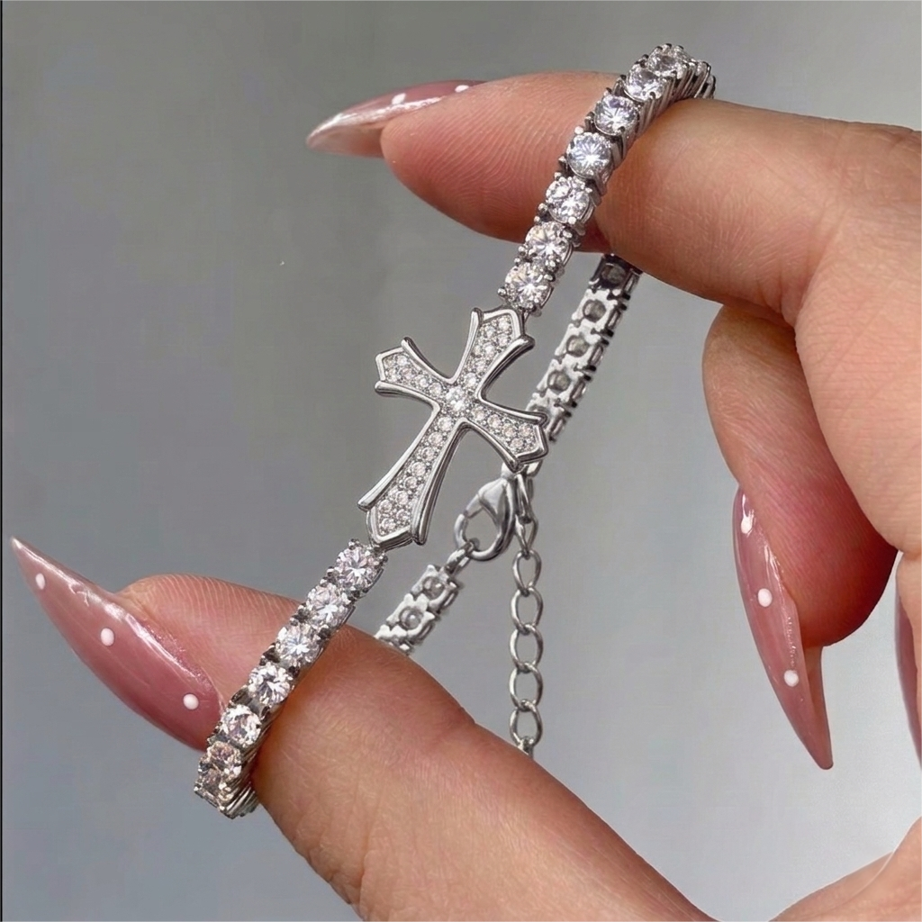 Guardian Cross Classic Tennis Full Rhinestones Bracelet
