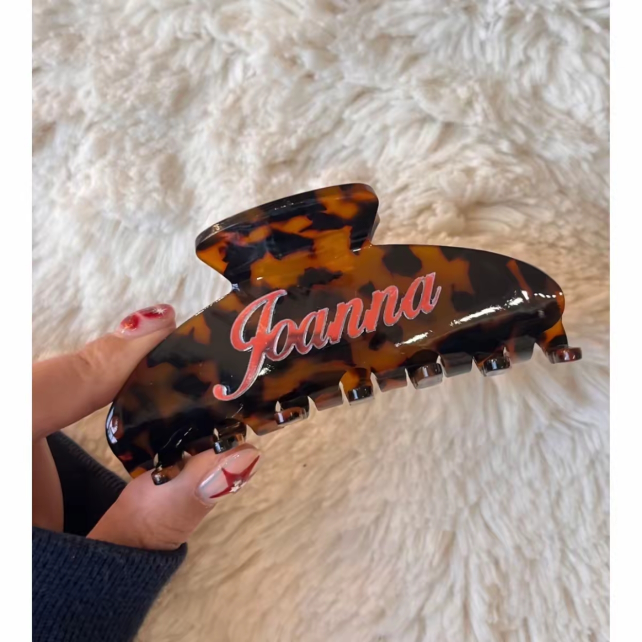 Embossed Acrylic Raised Name Custom Shark Hair Clip