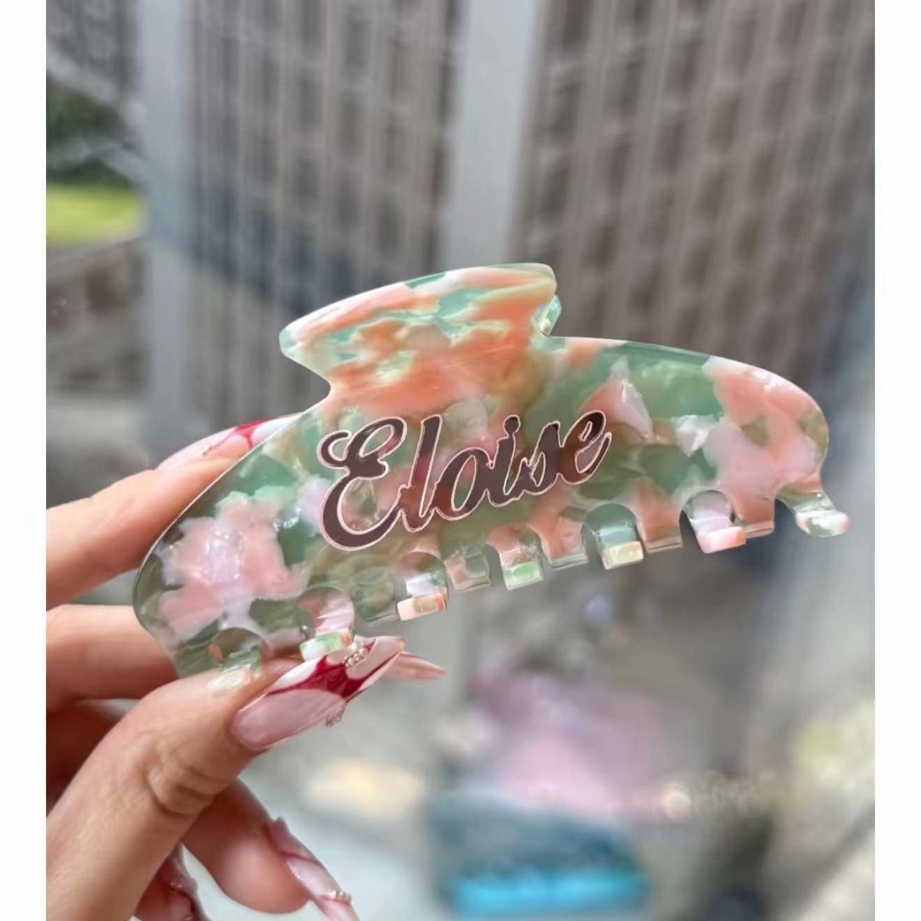 Embossed Acrylic Raised Name Custom Shark Hair Clip