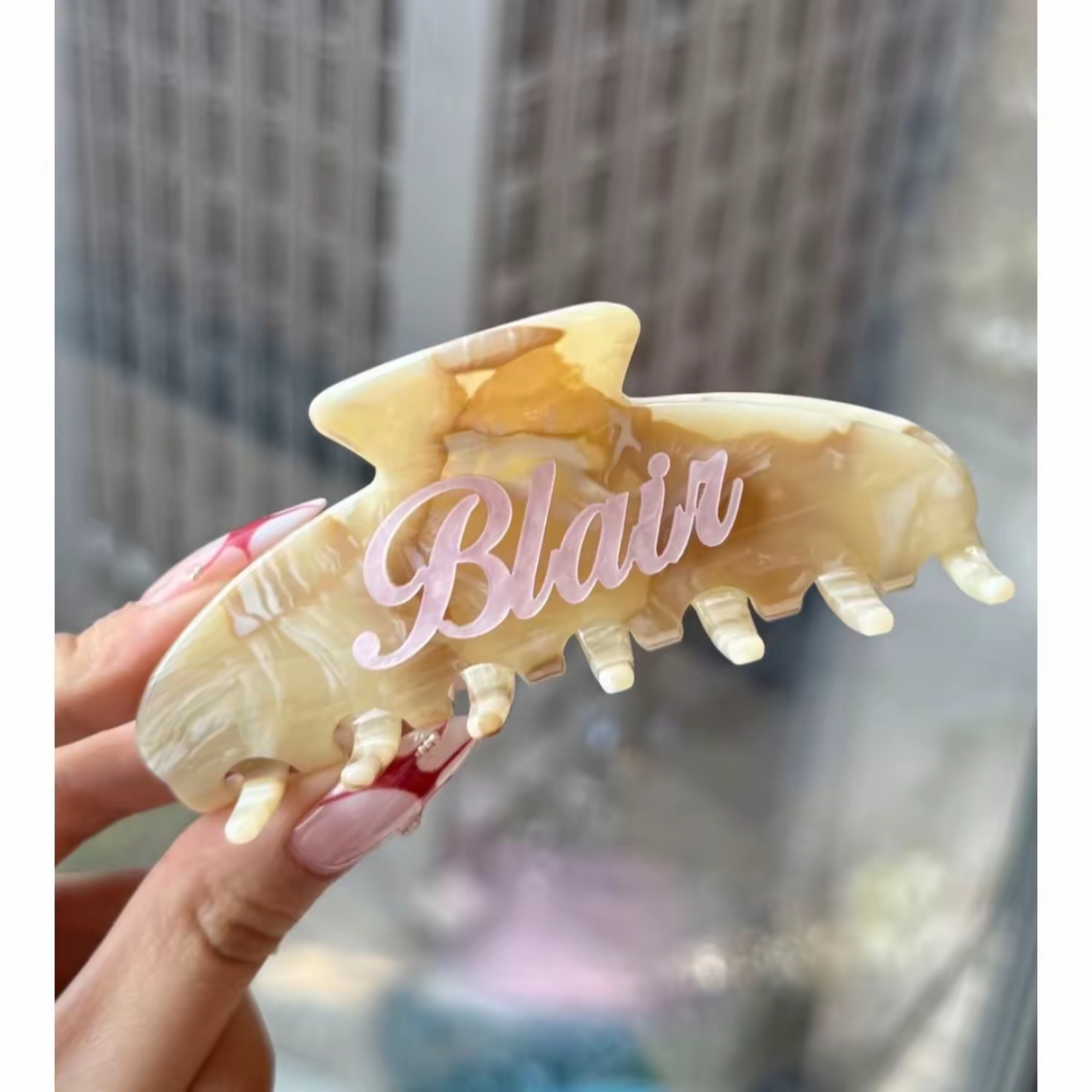 Embossed Acrylic Raised Name Custom Shark Hair Clip