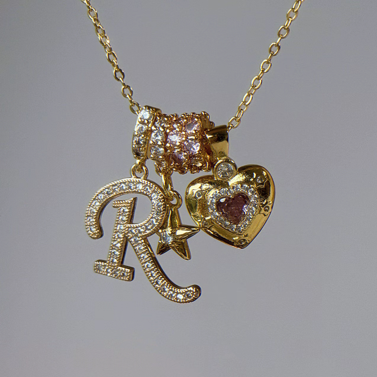 The Golden Brave Heart Name Letters Necklace