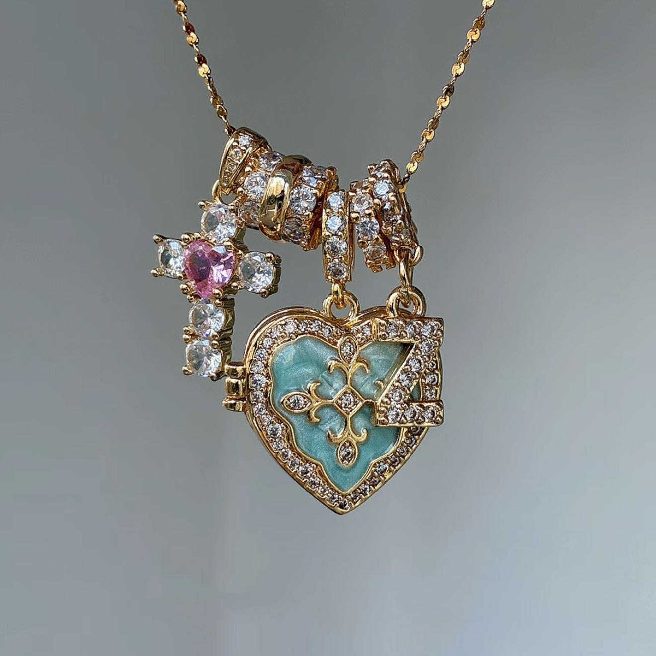 Maiden's Secret Heart Locket Name Letters Necklace