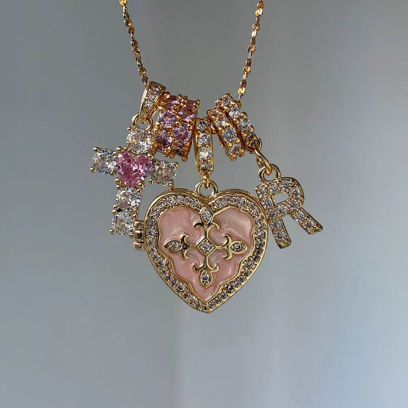 Maiden's Secret Heart Locket Name Letters Necklace