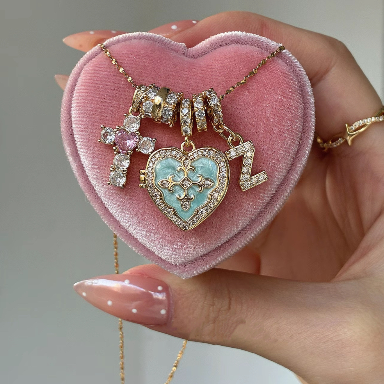 Maiden's Secret Heart Locket Name Letters Necklace