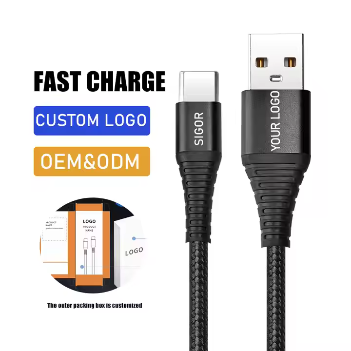 SIGOR PD 60W NYLON 1m 3a 3 in 1 Magnetic type c Fast Charging USB Data Cable