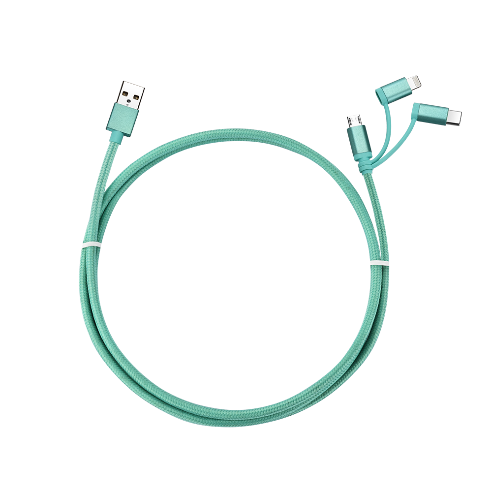 SIGOR 3 in 1 PVC Charging Cable for Iphone Phone Printer Micro Usb Cable Braid