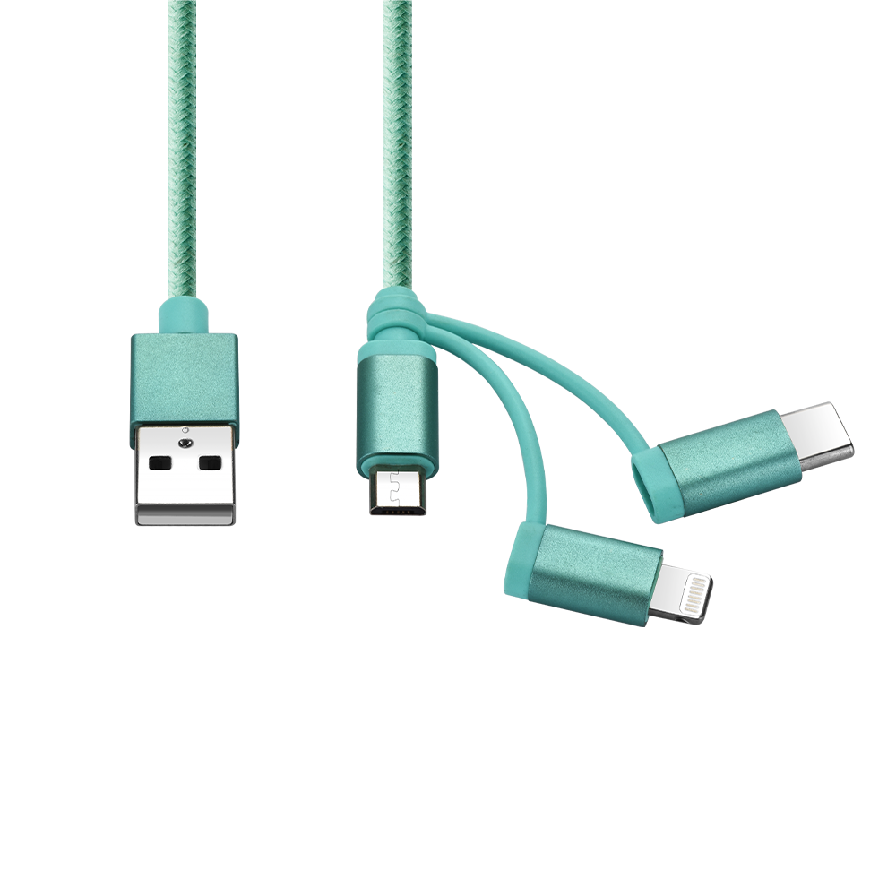 SIGOR 3 in 1 PVC Charging Cable for Iphone Phone Printer Micro Usb Cable Braid