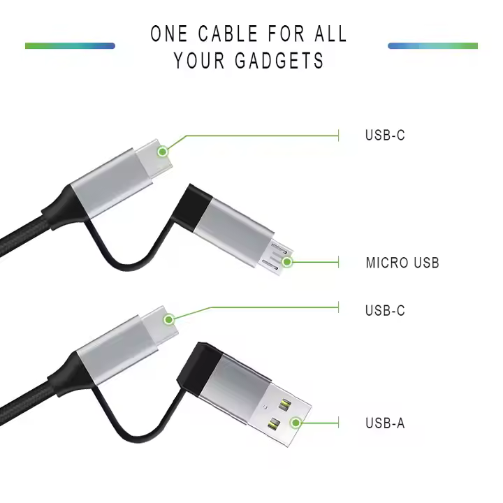 SIGOR Multi-functional 4 in 1 charging cable fast charger cable mobile data cables 3A