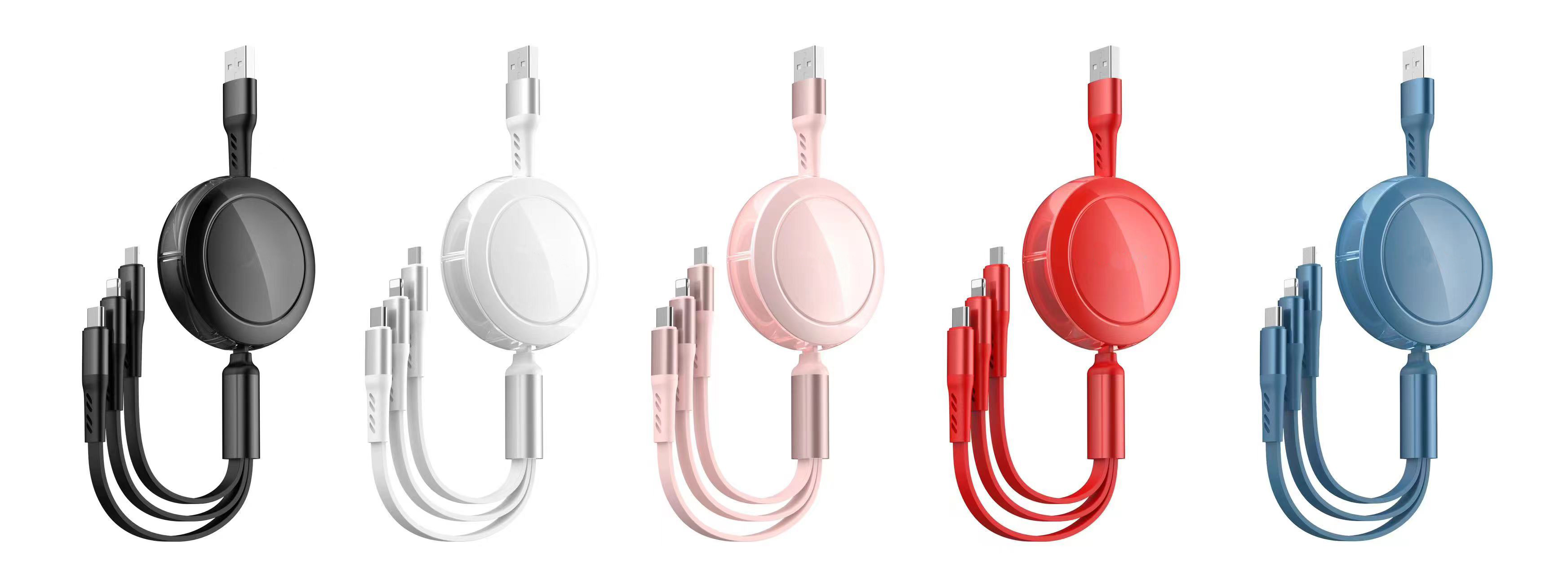 SIGOR Hot Selling Retractable USB-C Cable Charging Cord Portable 3 in 1 Data Cable