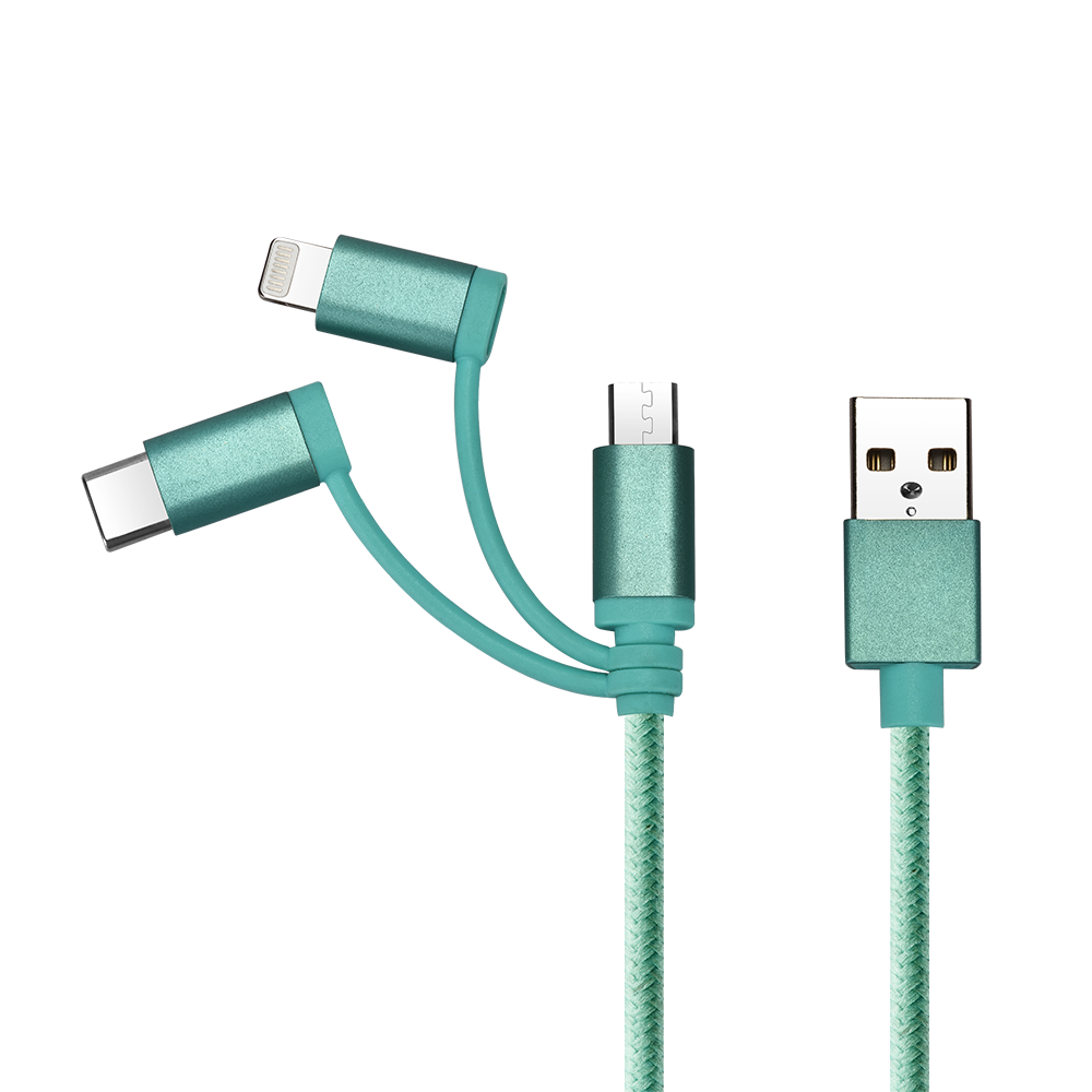 SIGOR 3 in 1 PVC Charging Cable for Iphone Phone Printer Micro Usb Cable Braid