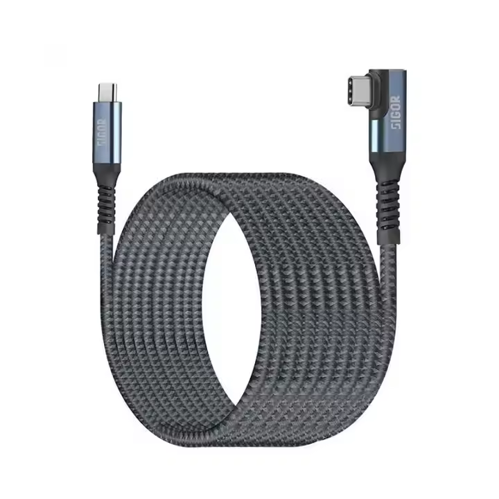 SIGOR 90 degree usb data cable Type-C Nylon Braided 100W Fast Charging c to c cable