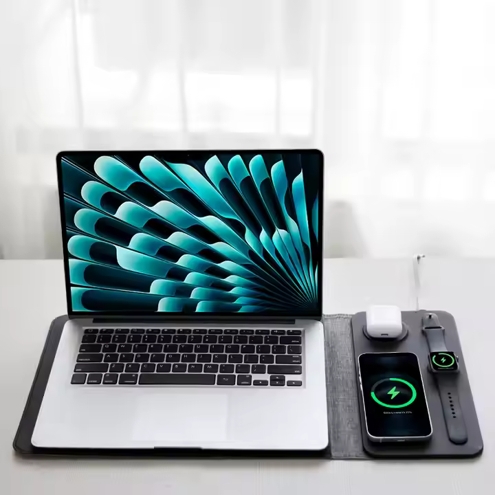 SIGOR 5-in-1 Laptop Sleeve with Wireless Charging Desktop Charging Mat