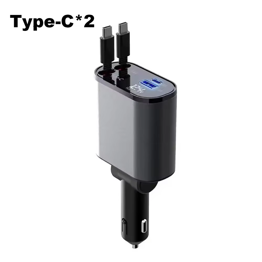 SIGOR Retractable Car Charger 4 in 1 120W Cable Charging  for Phone Charger Car