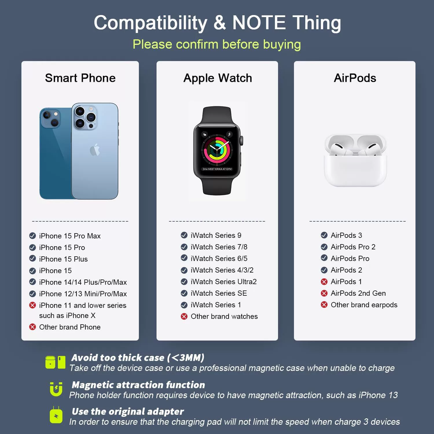 SIGOR Portable 3-in-1 wireless magnetic charger 18W foldable