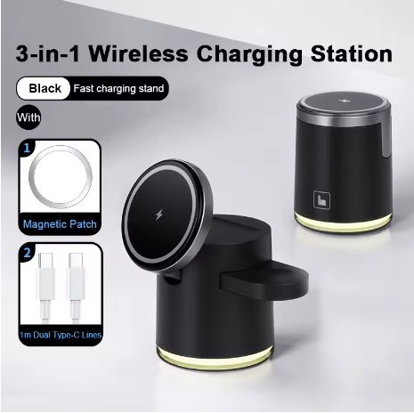 SIGOR 2025 New Qi2 Wireless Charger 3-in-1 Fast Charging Station Folding Holder