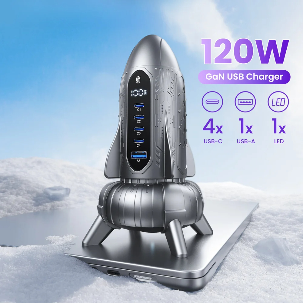 SIGOR 120W USB Charger Multiple Ports Cyberstyle Rocket PD 3.0 Quick Charger