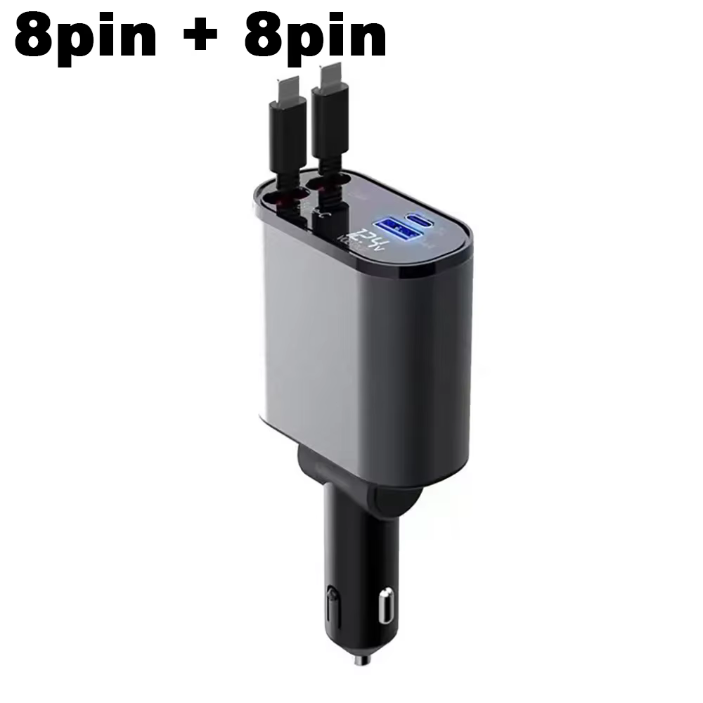 SIGOR Retractable Car Charger 4 in 1 120W Cable Charging  for Phone Charger Car