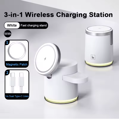 SIGOR 2025 New Qi2 Wireless Charger 3-in-1 Fast Charging Station Folding Holder