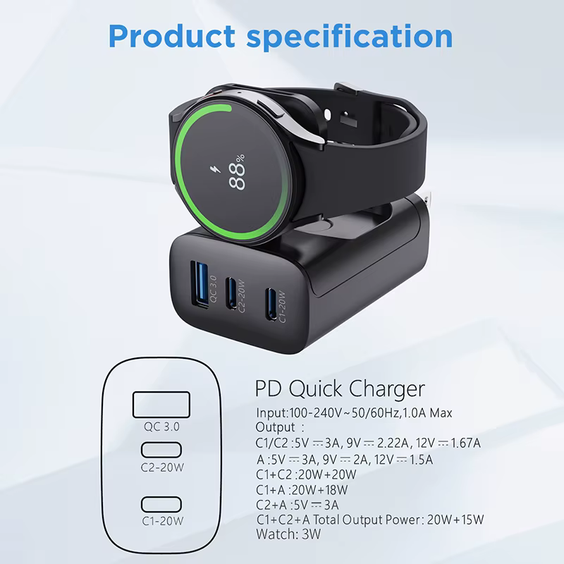 SIGOR QC3.0 fast Wireless charger USB-C wall adapter smart Watch for apple watch