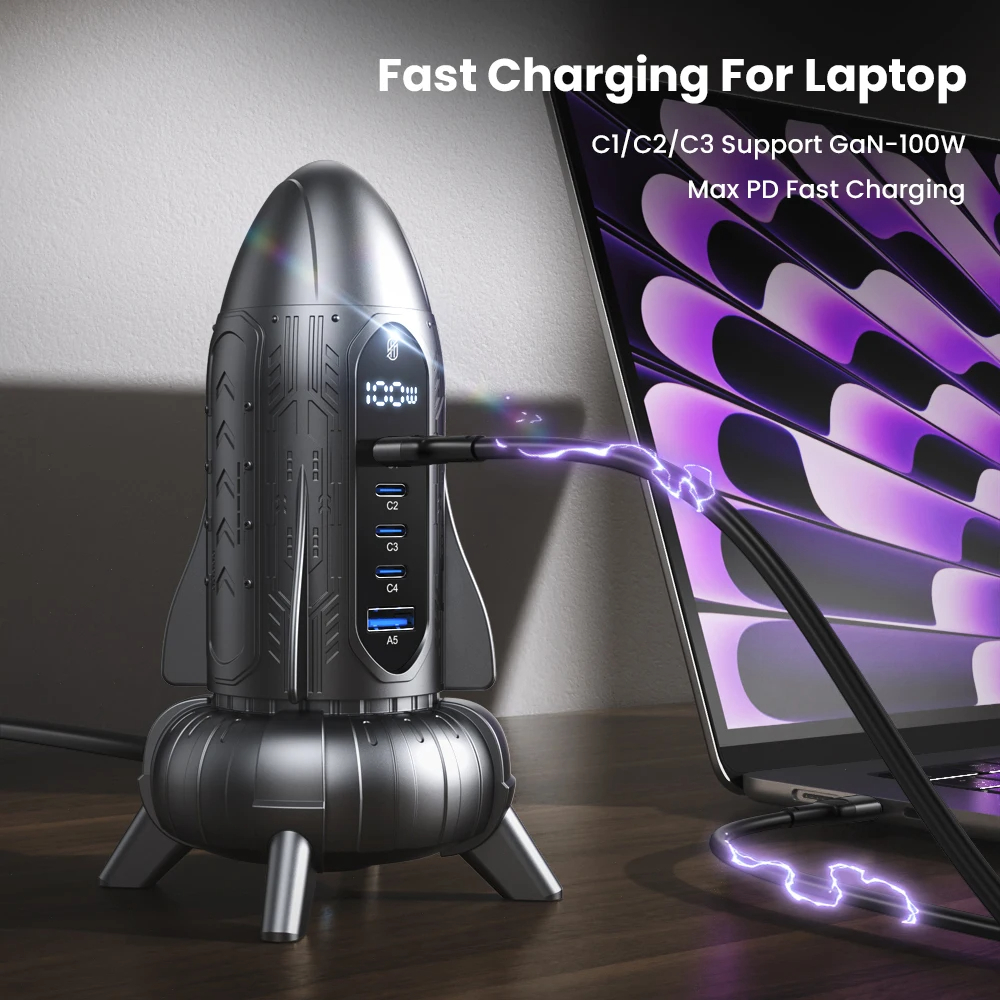 SIGOR 120W USB Charger Multiple Ports Cyberstyle Rocket PD 3.0 Quick Charger