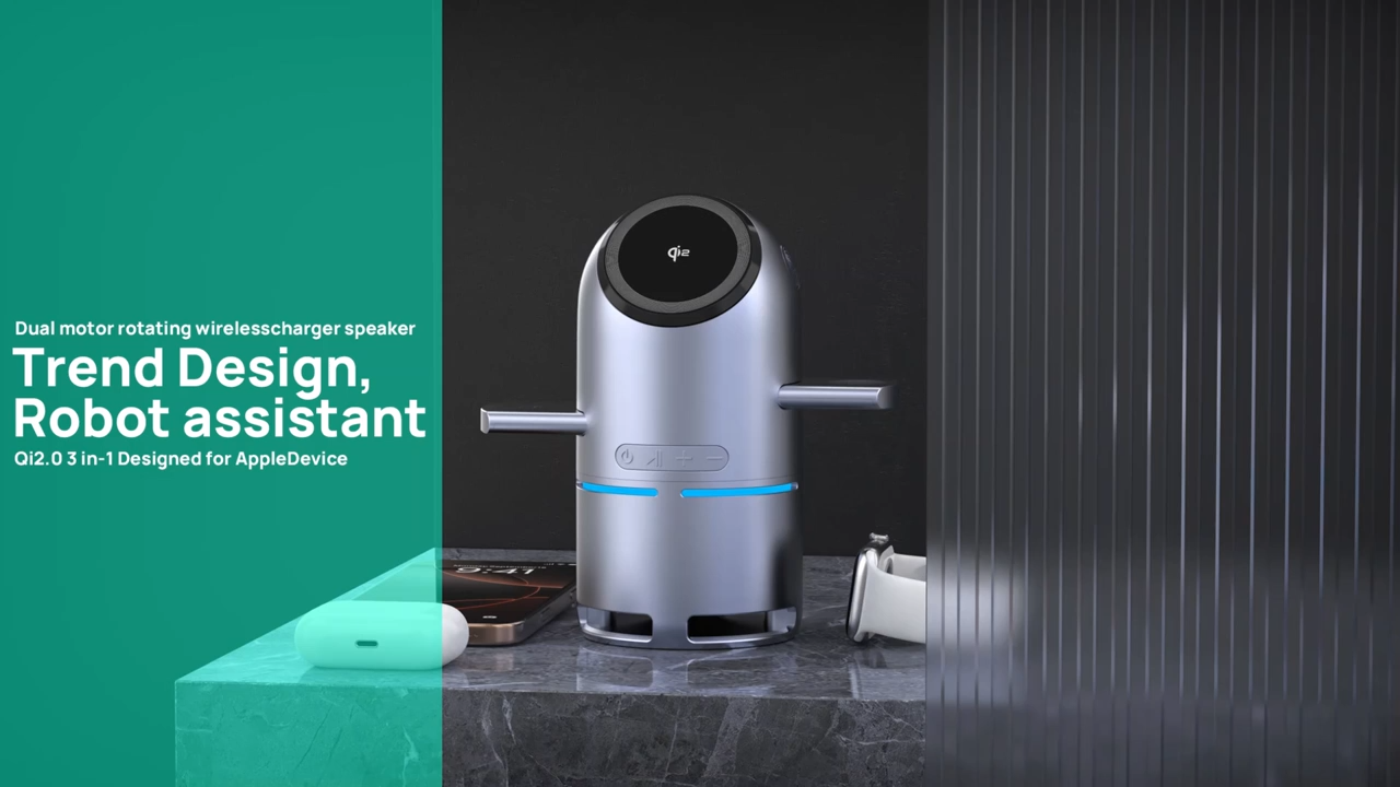 SIGOR Bluetooth Speaker Wireless Charger 3-in-1 Qi 2.0 Fast Charging