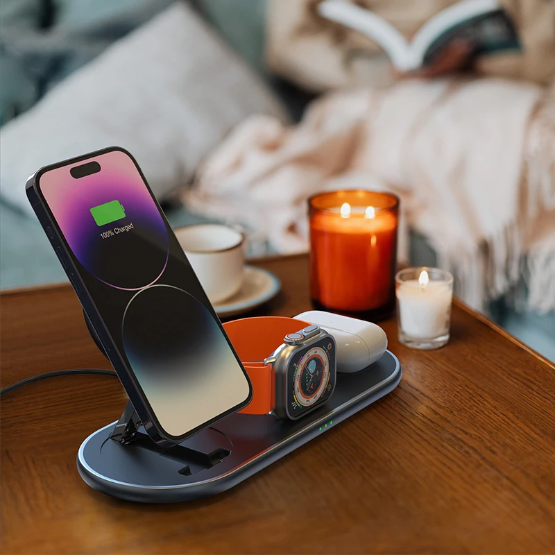 SIGOR 3 in 1 Magnetic Wireless Charging Holder 15W Fast Wireless Charger Stand