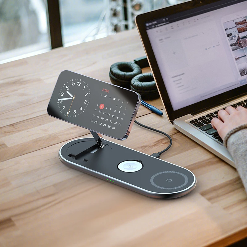 SIGOR 3 in 1 Magnetic Wireless Charging Holder 15W Fast Wireless Charger Stand